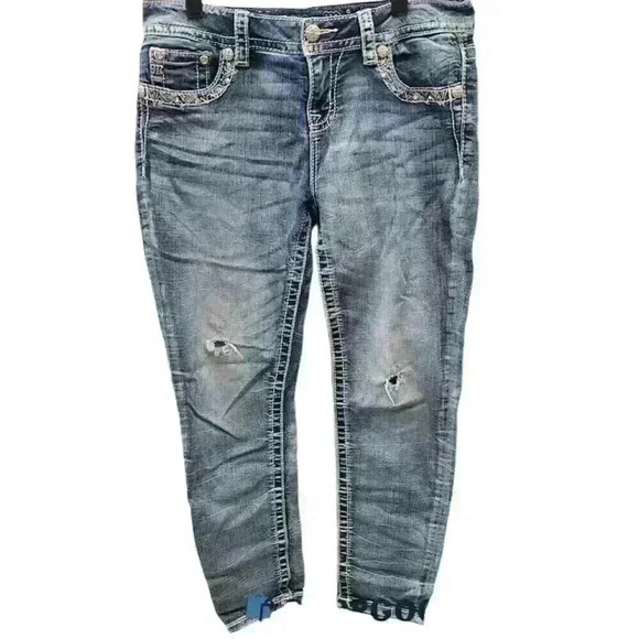 Miss Me Blue Cotton Blend Ankle Jeans Women's Size 27x35 - Picture 1 of 5
